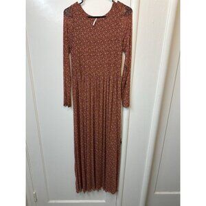 Free People Rust Floral Long Sleeve Dress